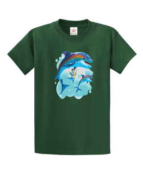 Dolphin Love Swimming With Babies Unisex Kids and Adults T-Shirt