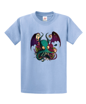 Octopus Dragon With Bat Feather Unisex Kids and Adults T-Shirt