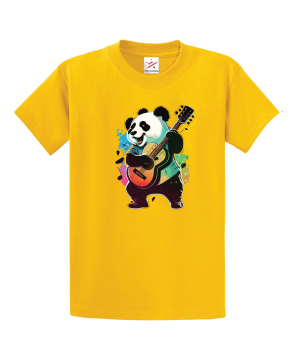 Panda Playing Guiter Unisex Kids and Adults T-Shirt