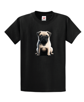 Pug Dog Cartoon Unisex Kids and Adults T-Shirt