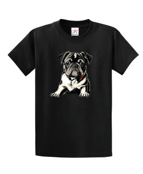 Pug Puppy Cartoon Unisex Kids and Adults T-Shirt