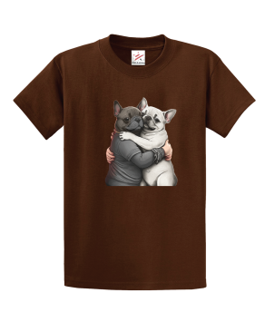 Two Pugs Hugging Each Other's Unisex Kids and Adults T-Shirt
