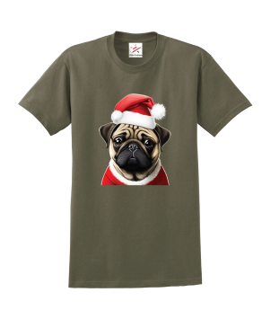 Pug Dog Santa Cartoon Unisex Kids and Adults T-Shirt